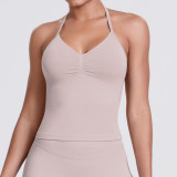 Cross-border seamless knitted solid color sexy backless tank top for running, fitness, and yoga for women