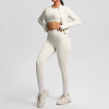 European and American cloud-feel yoga short-sleeve high-waisted fitness pants slim-fit butt-lifting running fitness wear sports yoga three-piece set