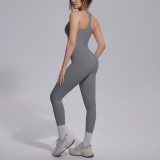 New cross-border European and American double-sided nylon racerback yoga outfit set for women, suitable for sports, running, and fitness