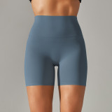 Spring Summer New Solid Color Yoga Shorts Double-Sided Brushed Tight High Waist Elastic Sports Fitness Three-Quarter Yoga Pants for Women
