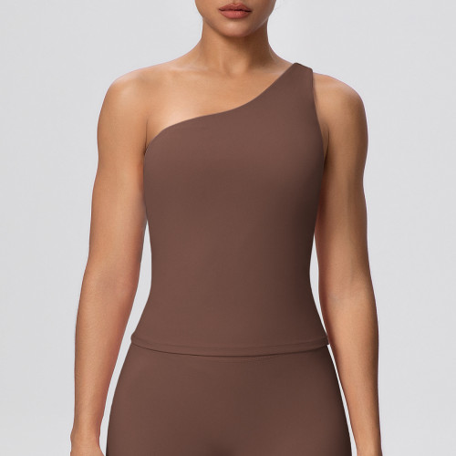 New cross-border double-sided brushed nude-feel solid color tight-fitting high-elastic sports bra for running, fitness, and yoga for women