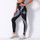 In-stock European and American style seamless knit sexy striped breathable moisture-wicking yoga pants for running and fitness