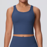 New cross-border brushed yoga top with chest pads, women's fitness bra, beautiful back sports underwear, shockproof vest for outerwear