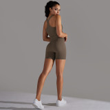 Cross-border European and American seamless knitted solid color polka dot high-elastic tight-fitting breathable yoga outfit set for running and fitness two-piece set