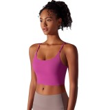 New solid color double-sided nylon semi-fixed cup training high-intensity sports bra, tight-fitting high-elastic fitness tank top for women