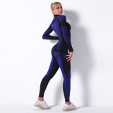 European and American internet celebrity seamless knitted long-sleeve yoga set for women, breathable, moisture-wicking, long-sleeve sports running fitness pants