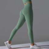 European and American cross-border seamless solid color peach-colored sports pants, tight-fitting running and fitness yoga wear, high-waisted butt-lifting yoga pants for women