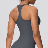 Cross-border European and American solid color tight-fitting high-elastic racerback sports bra for running, fitness, and yoga for women