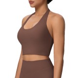 New cross-border halter neck sports bra for women, shockproof running fitness tank top, halter neck yoga top