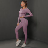 In-stock cross-border European and American seamless peach butt-lifting yoga outfit set, sports running fitness two-piece set for women