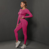 In-stock cross-border European and American seamless peach butt-lifting yoga outfit set, sports running fitness two-piece set for women