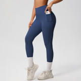 New cross-border solid color double-sided brushed tight high-waisted high-elastic breathable yoga pants for sports, running, and fitness