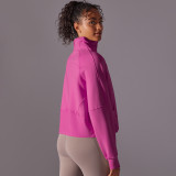 New solid color autumn and winter sweatshirt, loose fit, fleece-lined, warm, yoga casual jacket, outdoor sports loose long-sleeve top