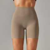 Spring Summer New Solid Color Yoga Shorts Double-Sided Brushed Tight High Waist Elastic Sports Fitness Three-Quarter Yoga Pants for Women