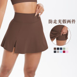 New cross-border European and American high-waisted yoga short skirt, breathable mini skirt-pants for running, fitness, tennis, anti-exposure sports skirt