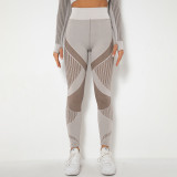 In stock!European and American cross-border seamless knitted sexy striped moisture-wicking yoga pants for women, suitable for sports, running, and fitness