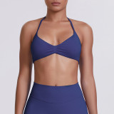Cross-border seamless solid color backless tight-fitting high-elastic halter neck sports bra for running, fitness, and yoga for women
