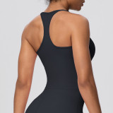 Cross-border European and American solid color tight-fitting high-elastic racerback sports bra for running, fitness, and yoga for women