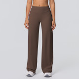 New cross-border double-sided brushed solid color high-waisted loose breathable yoga wide-leg pants for running and fitness yoga bell-bottom pants