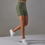 Cross-border European and American seamless solid color dot jacquard high-waisted tummy control butt-lifting yoga shorts for women, suitable for sports, running, and fitness