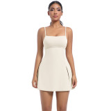 Anti-exposure sports dress with chest pads, breathable outdoor golf dress with beautiful back and straps, yoga and tennis dress for women