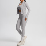 Cross-border cloud-feel brushed fabric sports bra with zipper jacket, casual running butt-lifting pocket fitness yoga wear