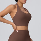 New cross-border halter neck sports bra for women, shockproof running fitness tank top, halter neck yoga top