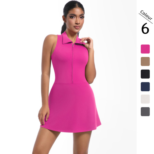 New cross-border slim-fit high-waisted turn-down collar sports dress running golf tennis yoga outfit for women