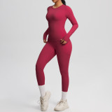 In-stock cross-border solid color double-sided brushed breathable high-elasticity tight-fitting yoga outfit set for sports, running, and fitness two-piece set