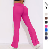 New cross-border breathable brushed high-waisted elastic butt-lifting casual wide-leg cropped pants for running, fitness, and yoga