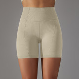 Cross-border European and American seamless solid color dot jacquard high-waisted tummy control butt-lifting yoga shorts for women, suitable for sports, running, and fitness