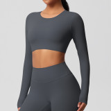 In-stock cross-border double-sided brushed tight-fitting breathable solid color training yoga wear eight-piece set for women's sports, running, and fitness