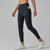 High-waisted seamless yoga pants for women, quick-dry, tight-fitting with pockets, running and fitness pants, butt-lifting sports yoga wear