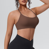 New cross-border solid color double-sided nylon tight-fitting push-up sports bra with beautiful back design for running, fitness, and yoga for women