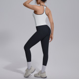 New cross-border European and American double-sided nylon racerback yoga outfit set for women, suitable for sports, running, and fitness