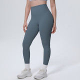 New cross-border thin ice-feel skin-friendly breathable double-sided nylon solid color yoga pants for women for sports, running, and fitness