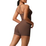European and American cross-border solid color cloud-feel yoga pants with pockets, sports fitness breathable tank top, two-piece yoga outfit