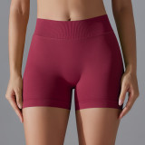 Cross-border seamless knitted solid color tight peach butt V-waist yoga shorts for women, suitable for sports, running, and fitness