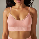 Cross-border seamless peach back five-piece set: solid color high-waisted tight-fitting jacquard backless bra, tank top, and yoga pants set