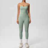 New cross-border European and American solid color double-sided brushed breathable tight-fitting yoga outfit set for sports, running, and fitness, eight-piece set