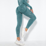 In-stock European and American internet celebrity seamless washable moisture-wicking sexy peach butt sweat-wicking yoga pants sports fitness leggings