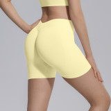 Cross-border seamless knitted V-waist peach butt-lifting tight high-waisted yoga shorts for sports, running, and fitness
