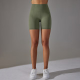 Cross-border European and American seamless solid color dot jacquard high-waisted tummy control butt-lifting yoga shorts for women, suitable for sports, running, and fitness