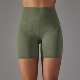 Cross-border European and American seamless solid color dot jacquard high-waisted tummy control butt-lifting yoga shorts for women, suitable for sports, running, and fitness