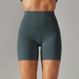 Spring Summer New Solid Color Yoga Shorts Double-Sided Brushed Tight High Waist Elastic Sports Fitness Three-Quarter Yoga Pants for Women