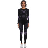 Custom-made seamless high-elastic long-sleeve ski suit shapewear set for women, suitable for sports, running, cycling, and yoga