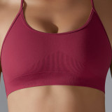 Cross-border seamless solid color cross-back tight-fitting high-elastic sports bra yoga wear running fitness yoga bra for women