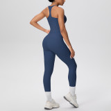 New cross-border brushed fabric tight-fitting racerback pocket yoga outfit set for sports, running, and fitness two-piece set