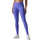 Cross-border European and American seamless knitted breathable solid color cross-waist peach butt yoga pants, running fitness cropped pants for women