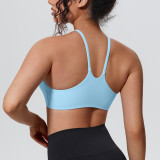 New cross-border solid color double-sided nylon tight-fitting push-up sports bra with beautiful back design for running, fitness, and yoga for women